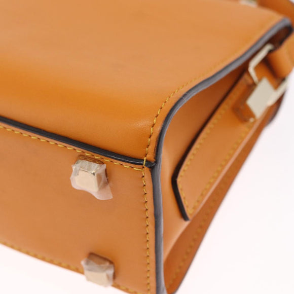 Valextra Micro Igide Hand Bag Leather 2way Orange Silver Auth 208395V