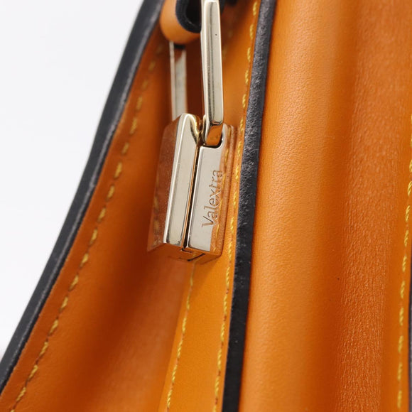 Valextra Micro Igide Hand Bag Leather 2way Orange Silver Auth 208395V