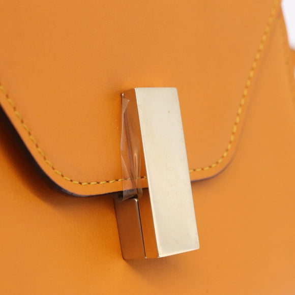 Valextra Micro Igide Hand Bag Leather 2way Orange Silver Auth 208395V