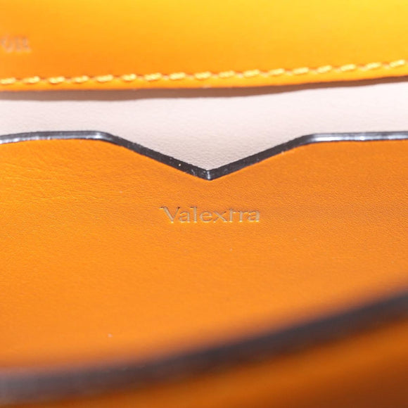 Valextra Micro Igide Hand Bag Leather 2way Orange Silver Auth 208395V