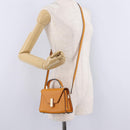 Valextra Micro Igide Hand Bag Leather 2way Orange Silver Auth 208395V-31