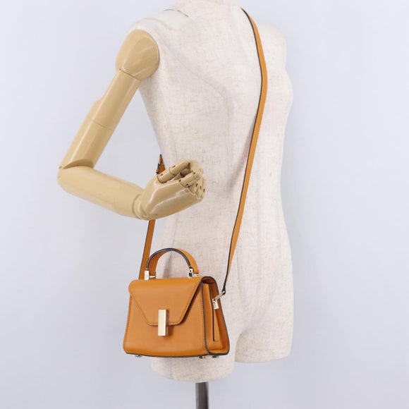 Valextra Micro Igide Hand Bag Leather 2way Orange Silver Auth 208395V