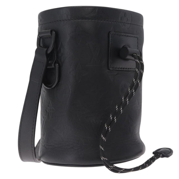 LOUIS VUITTON Monogram Shadow Chalk Nanobag Bag Black M44628 LV Auth 208400