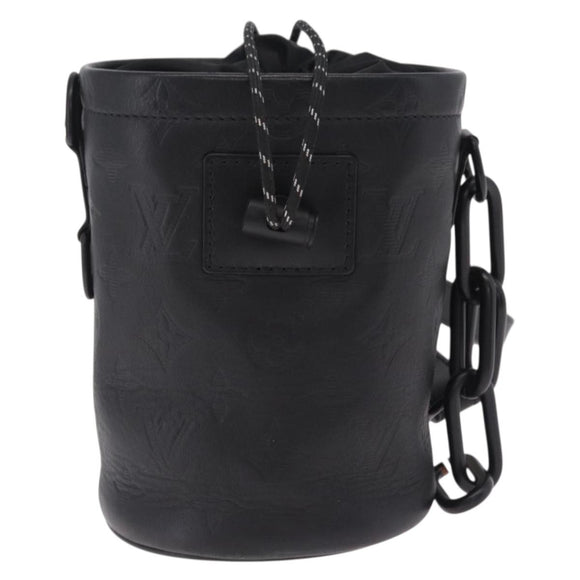 LOUIS VUITTON Monogram Shadow Chalk Nanobag Bag Black M44628 LV Auth 208400
