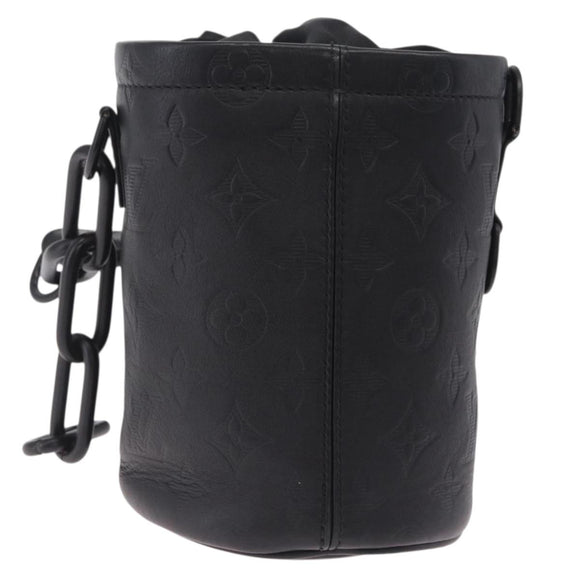 LOUIS VUITTON Monogram Shadow Chalk Nanobag Bag Black M44628 LV Auth 208400