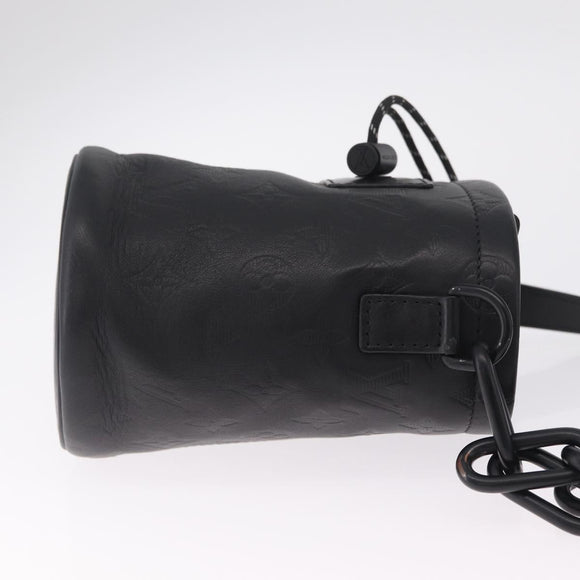 LOUIS VUITTON Monogram Shadow Chalk Nanobag Bag Black M44628 LV Auth 208400
