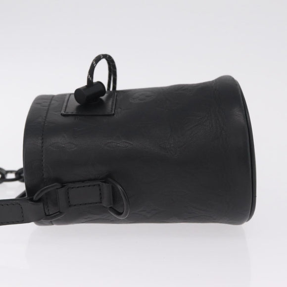 LOUIS VUITTON Monogram Shadow Chalk Nanobag Bag Black M44628 LV Auth 208400