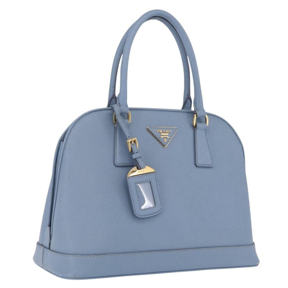 PRADA Hand Bag Saffiano leather Blue Gold Auth 208403A
