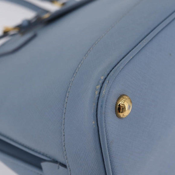 PRADA Hand Bag Saffiano leather Blue Gold Auth 208403A