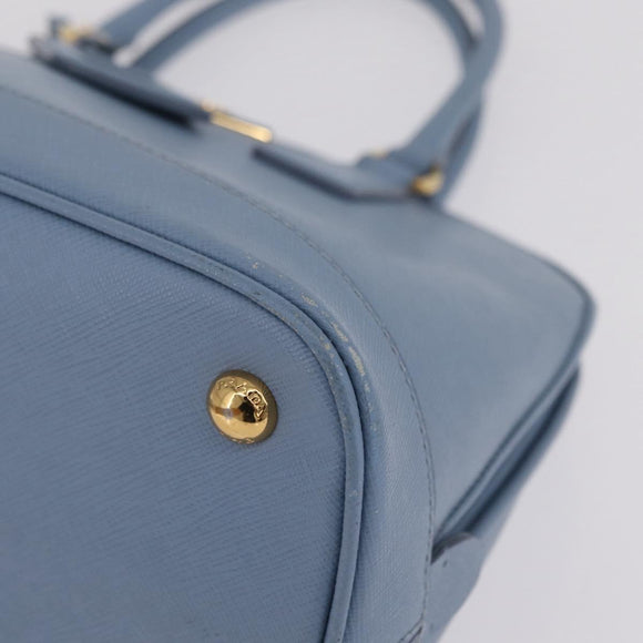 PRADA Hand Bag Saffiano leather Blue Gold Auth 208403A