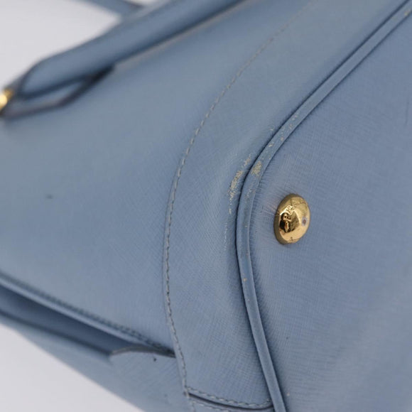 PRADA Hand Bag Saffiano leather Blue Gold Auth 208403A