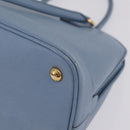 PRADA Hand Bag Saffiano leather Blue Gold Auth 208403A-14