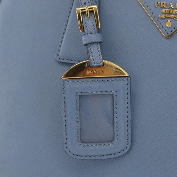 PRADA Hand Bag Saffiano leather Blue Gold Auth 208403A
