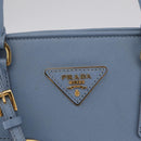 PRADA Hand Bag Saffiano leather Blue Gold Auth 208403A-16