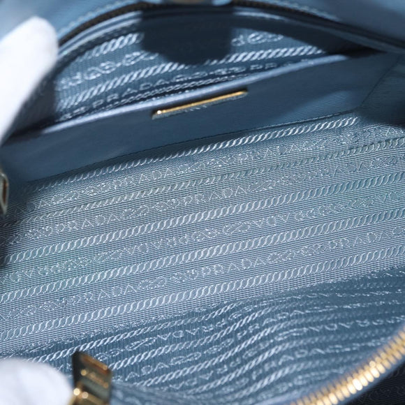 PRADA Hand Bag Saffiano leather Blue Gold Auth 208403A