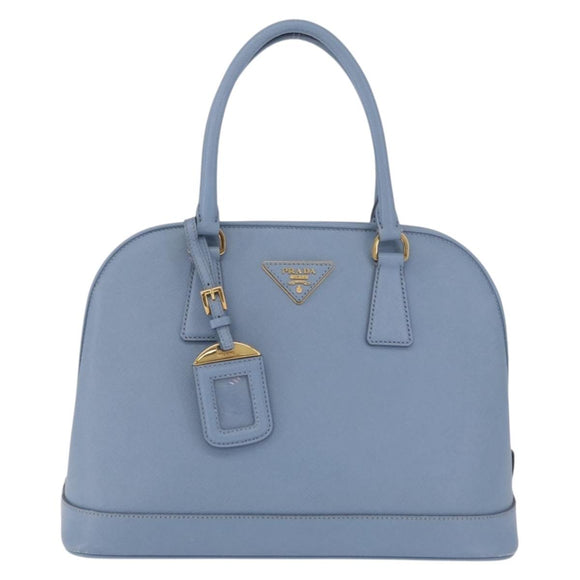 PRADA Hand Bag Saffiano leather Blue Gold Auth 208403A