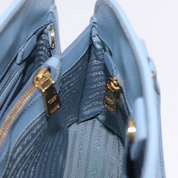 PRADA Hand Bag Saffiano leather Blue Gold Auth 208403A