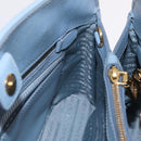 PRADA Hand Bag Saffiano leather Blue Gold Auth 208403A-22