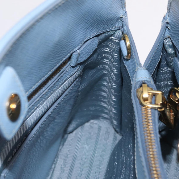 PRADA Hand Bag Saffiano leather Blue Gold Auth 208403A