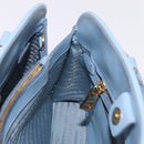 PRADA Hand Bag Saffiano leather Blue Gold Auth 208403A-23