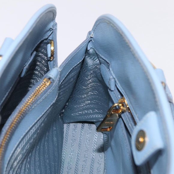 PRADA Hand Bag Saffiano leather Blue Gold Auth 208403A