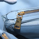 PRADA Hand Bag Saffiano leather Blue Gold Auth 208403A-24