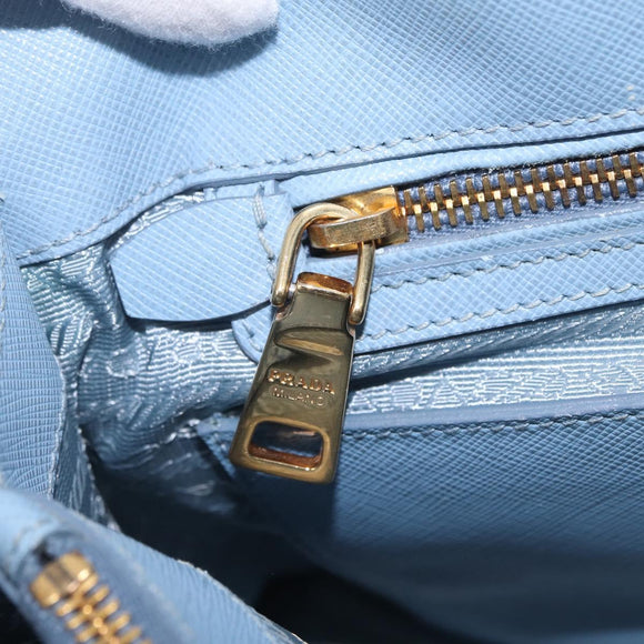 PRADA Hand Bag Saffiano leather Blue Gold Auth 208403A