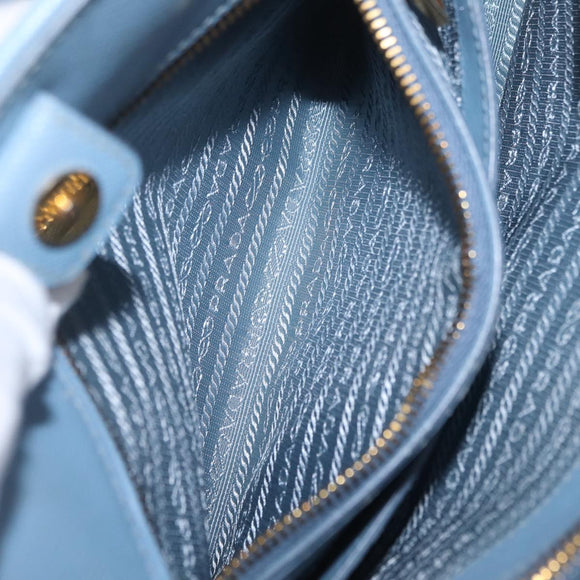 PRADA Hand Bag Saffiano leather Blue Gold Auth 208403A