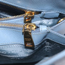 PRADA Hand Bag Saffiano leather Blue Gold Auth 208403A-26