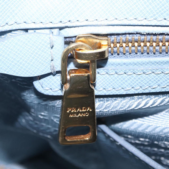 PRADA Hand Bag Saffiano leather Blue Gold Auth 208403A