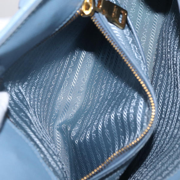 PRADA Hand Bag Saffiano leather Blue Gold Auth 208403A