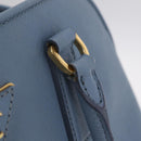 PRADA Hand Bag Saffiano leather Blue Gold Auth 208403A-30