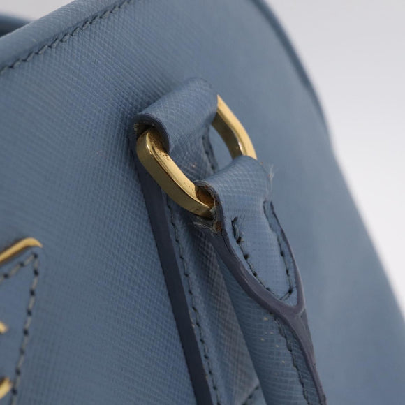 PRADA Hand Bag Saffiano leather Blue Gold Auth 208403A