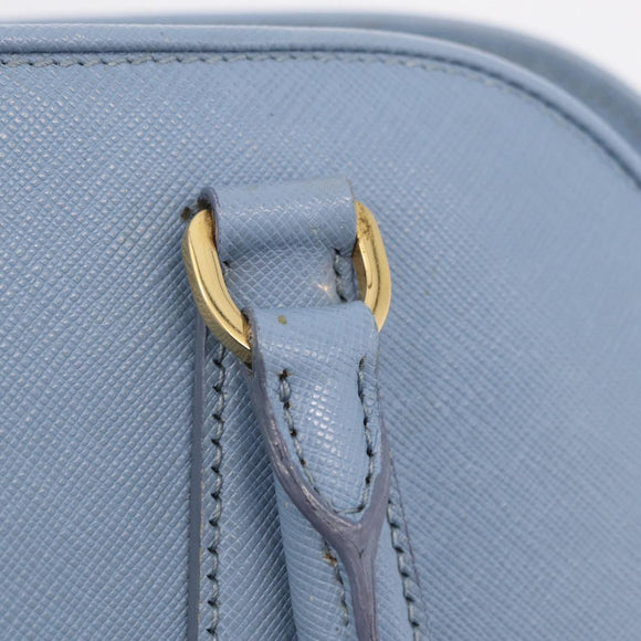 PRADA Hand Bag Saffiano leather Blue Gold Auth 208403A