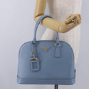 PRADA Hand Bag Saffiano leather Blue Gold Auth 208403A-33