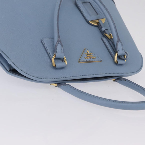 PRADA Hand Bag Saffiano leather Blue Gold Auth 208403A