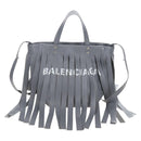Balenciaga Laundry Cabas Hand Bag Leather 2way Gray Silver 517842 Auth 208407A-2