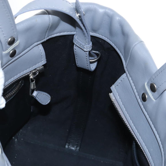 Balenciaga Laundry Cabas Hand Bag Leather 2way Gray Silver 517842 Auth 208407A