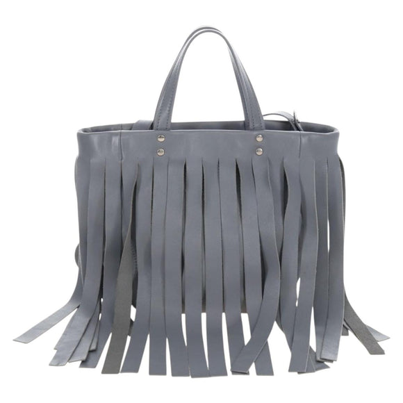 Balenciaga Laundry Cabas Hand Bag Leather 2way Gray Silver 517842 Auth 208407A