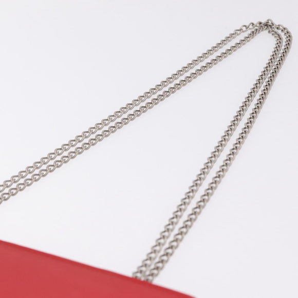 CHANEL Hologram Chain Shoulder Bag Vinyl Orange Silver CC Auth 208408A