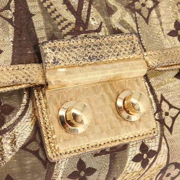 LOUIS VUITTON Monogram Brocade Tari Clutch Bag Gold M93142 LV Auth 208412V