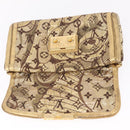 LOUIS VUITTON Monogram Brocade Tari Clutch Bag Gold M93142 LV Auth 208412V-13