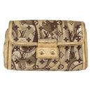 LOUIS VUITTON Monogram Brocade Tari Clutch Bag Gold M93142 LV Auth 208412V-2