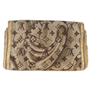 LOUIS VUITTON Monogram Brocade Tari Clutch Bag Gold M93142 LV Auth 208412V-3
