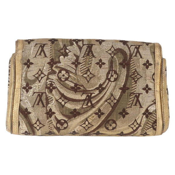 LOUIS VUITTON Monogram Brocade Tari Clutch Bag Gold M93142 LV Auth 208412V