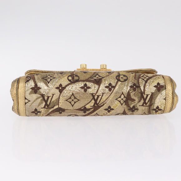 LOUIS VUITTON Monogram Brocade Tari Clutch Bag Gold M93142 LV Auth 208412V