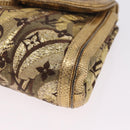 LOUIS VUITTON Monogram Brocade Tari Clutch Bag Gold M93142 LV Auth 208412V-9