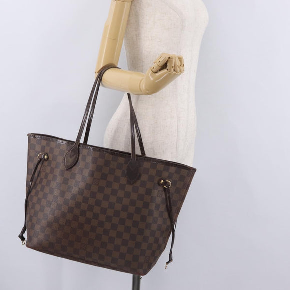 LOUIS VUITTON Damier Ebene Neverfull MM Tote Bag N51105 LV Auth 208414