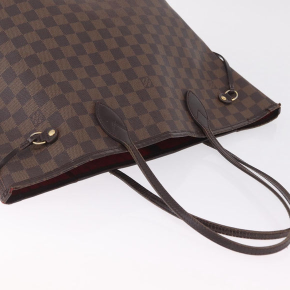 LOUIS VUITTON Damier Ebene Neverfull MM Tote Bag N51105 LV Auth 208414