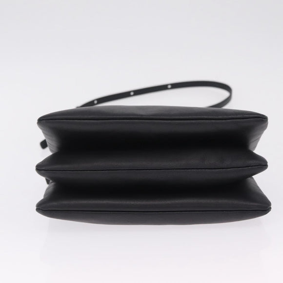 CELINE trio Shoulder Bag Leather Black Gold Auth 208418A